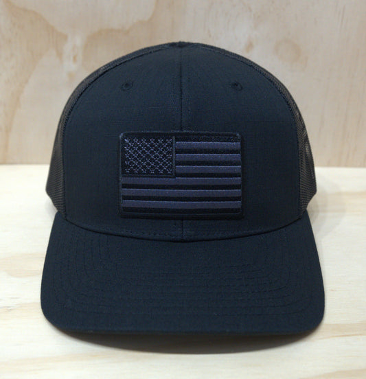 Black White American Flag Trucker Hat No Button