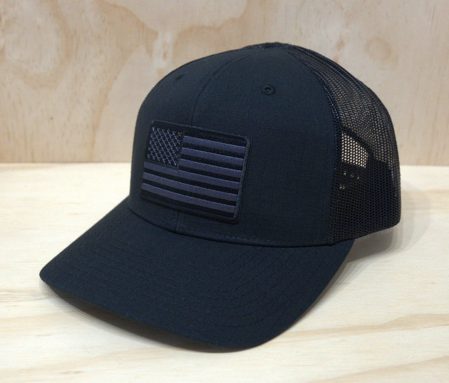 Black White American Flag Trucker Hat No Button