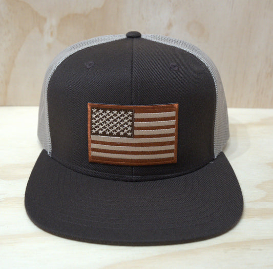 Brown American Flag Trucker Hat DP Flatbill