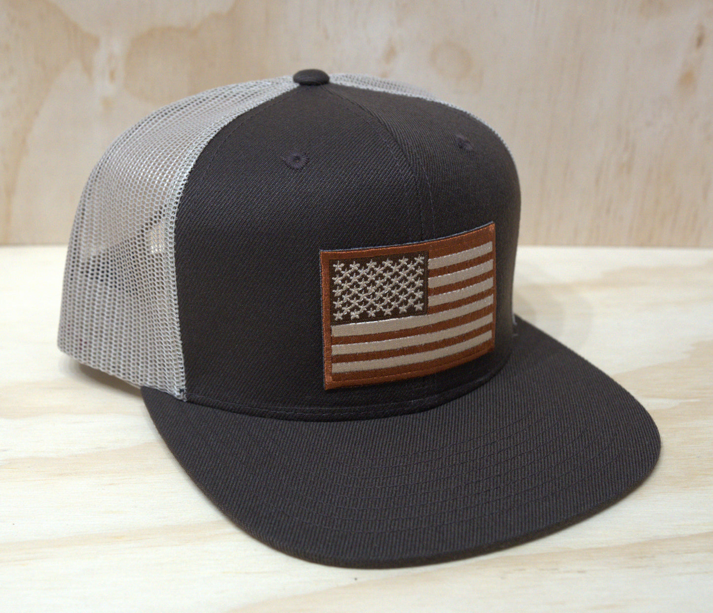 Brown American Flag Trucker Hat DP Flatbill