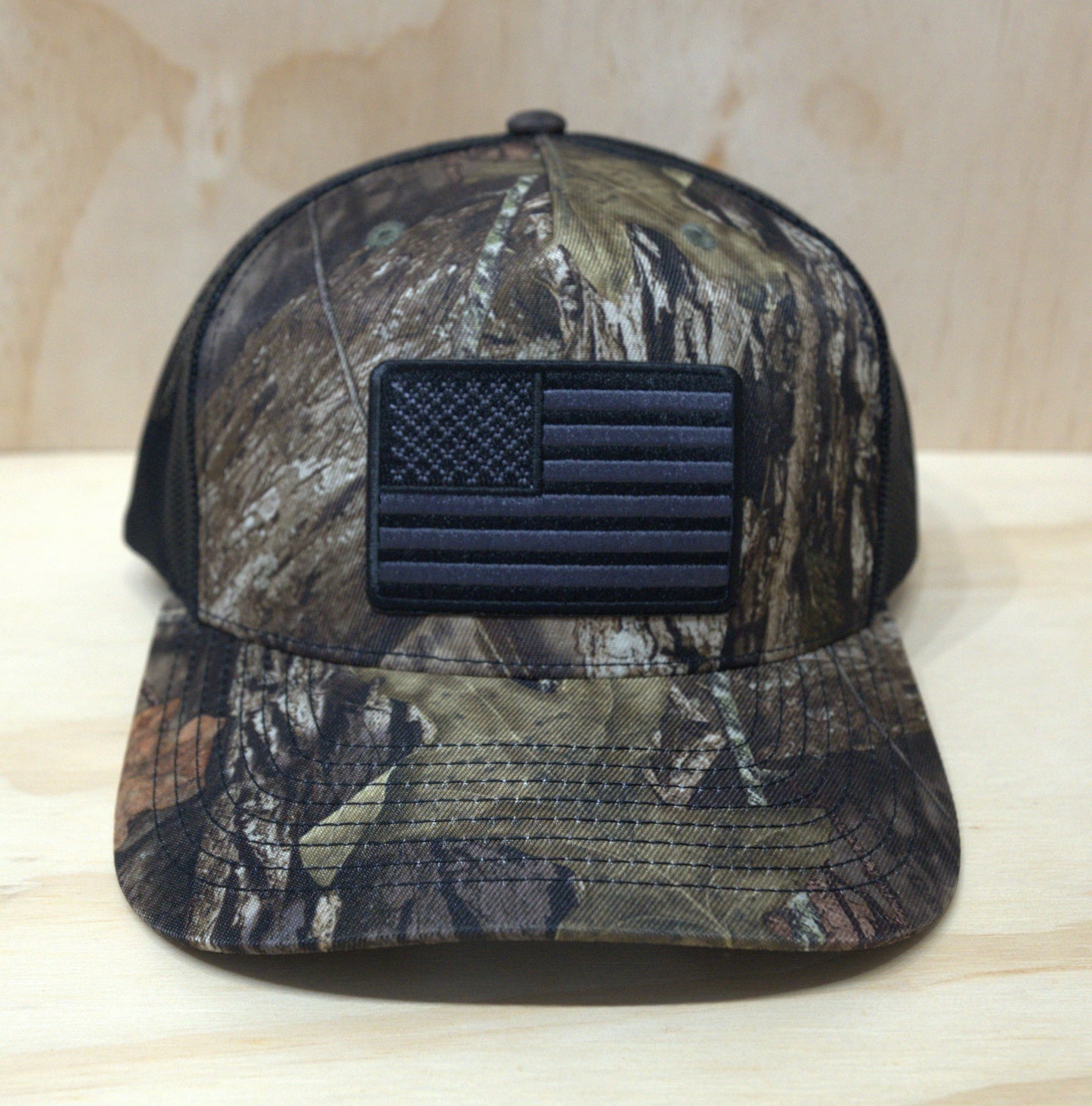 Camo Black White American Flag Trucker Hat