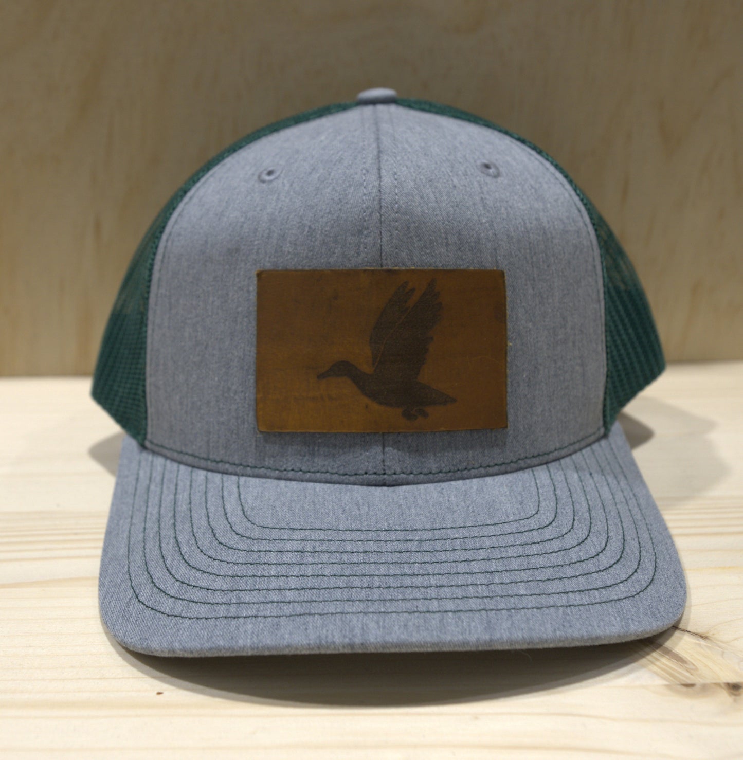 Mallard Landing 2 Trucker Hat Heather Grey on Green