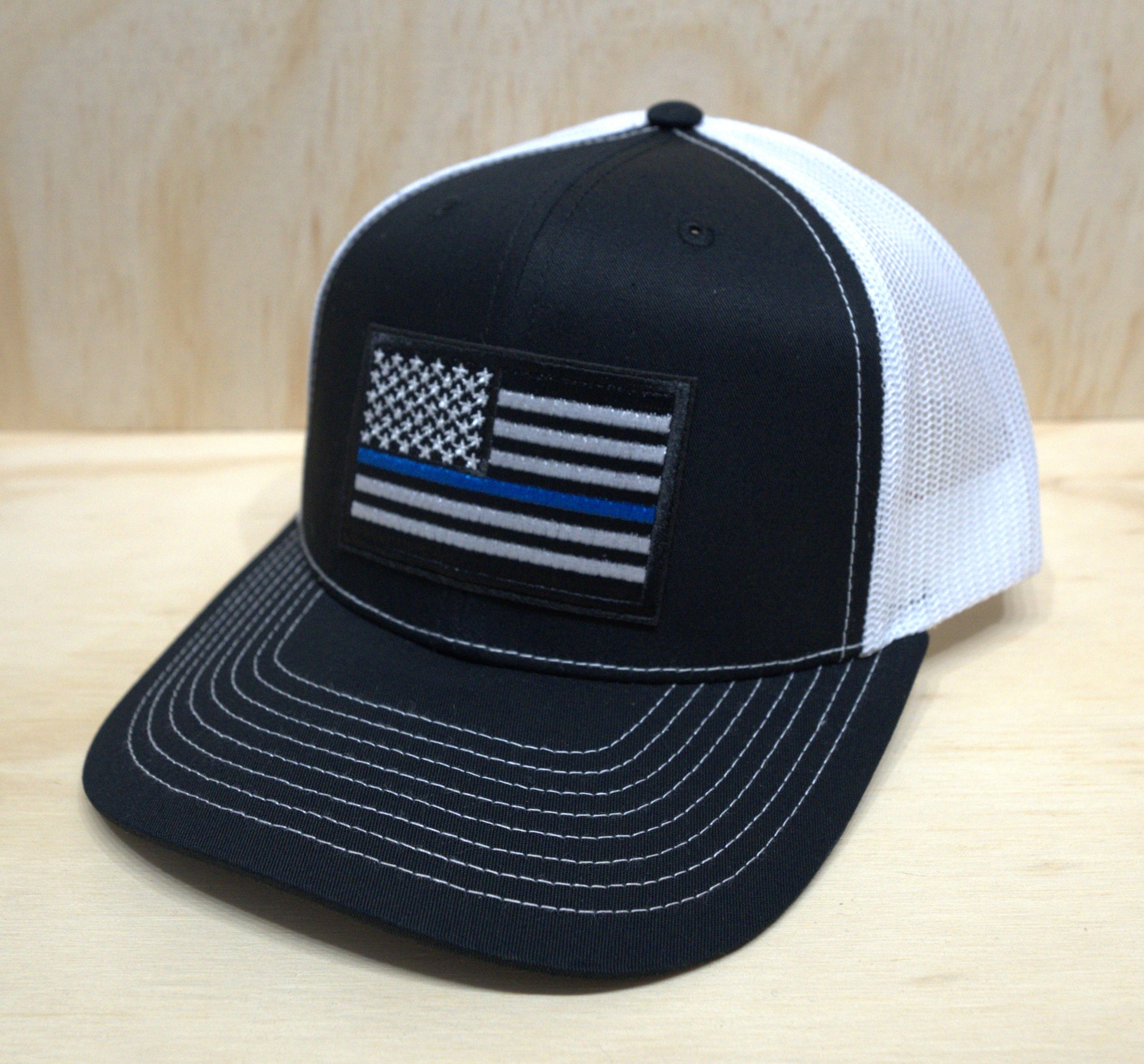 blue stripe trucker hat