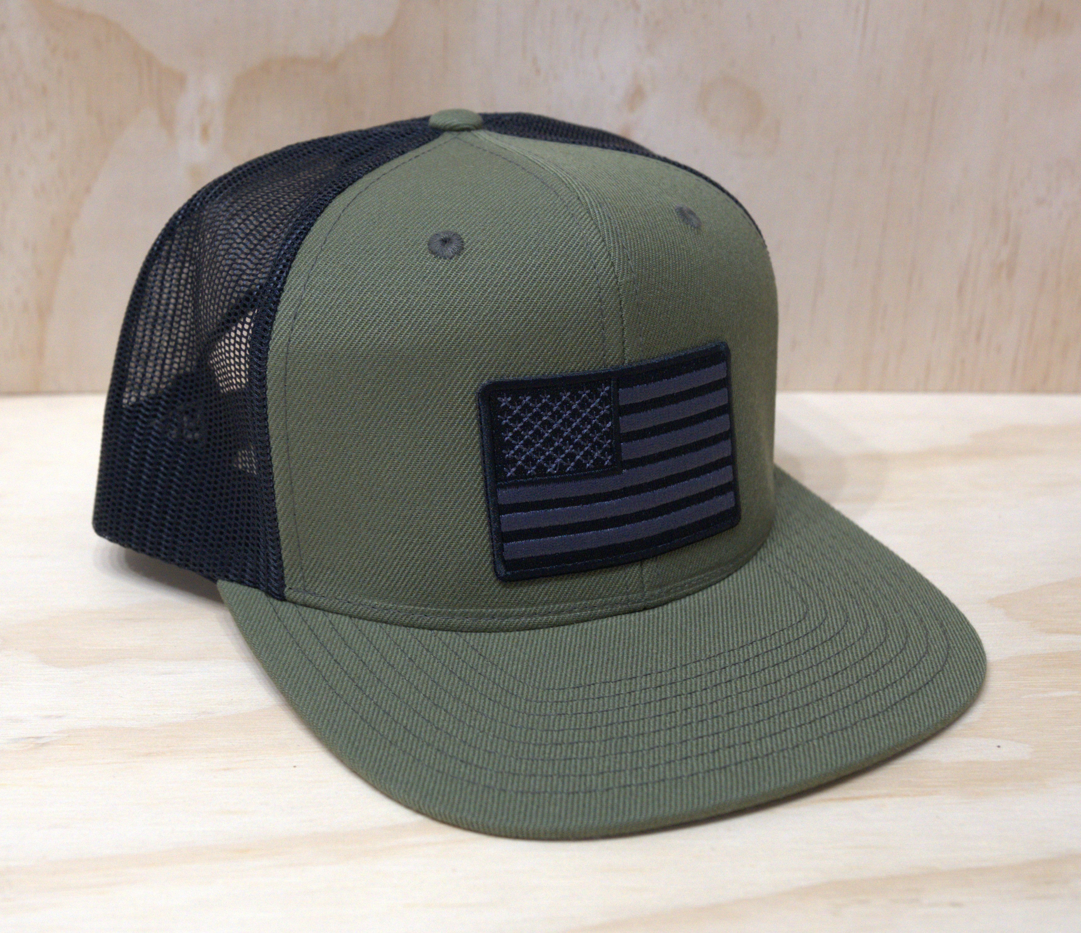 Armycrew Black/Grey American Flag Patch Original Fit Snapback Trucker Cap - Unisex